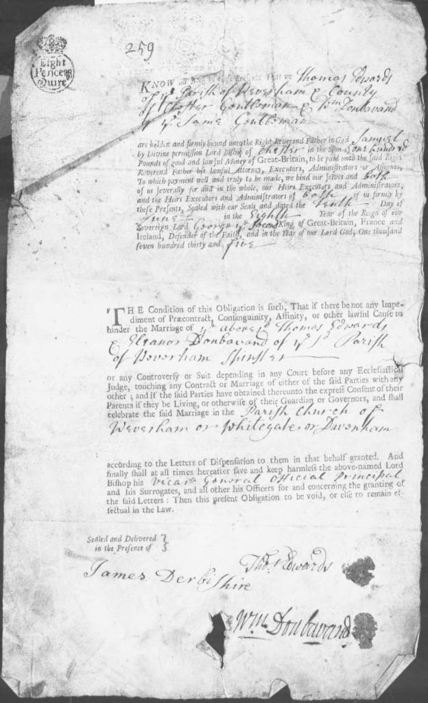Weaverham, 1735 