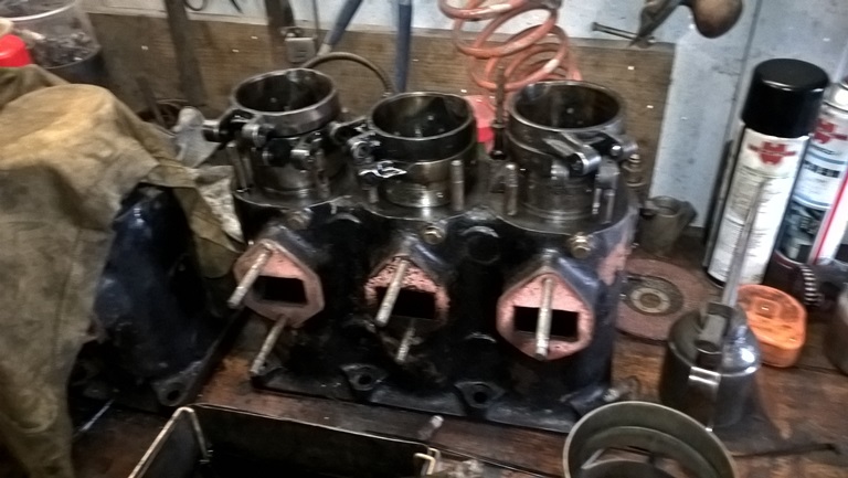 Cylinder block with sleeves.